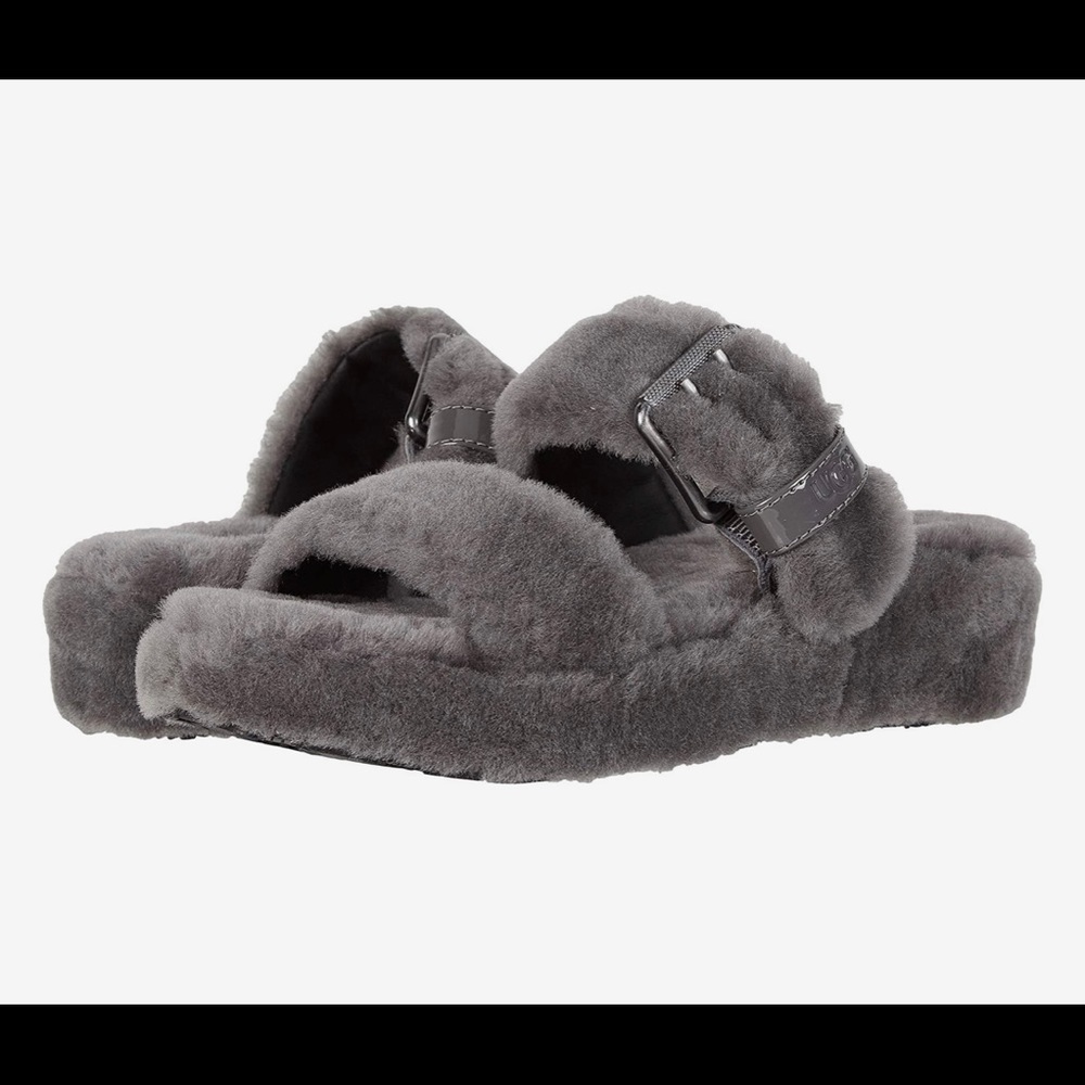Ugg Fuzz Yeah Slides Charcoal Size 10 - image 1